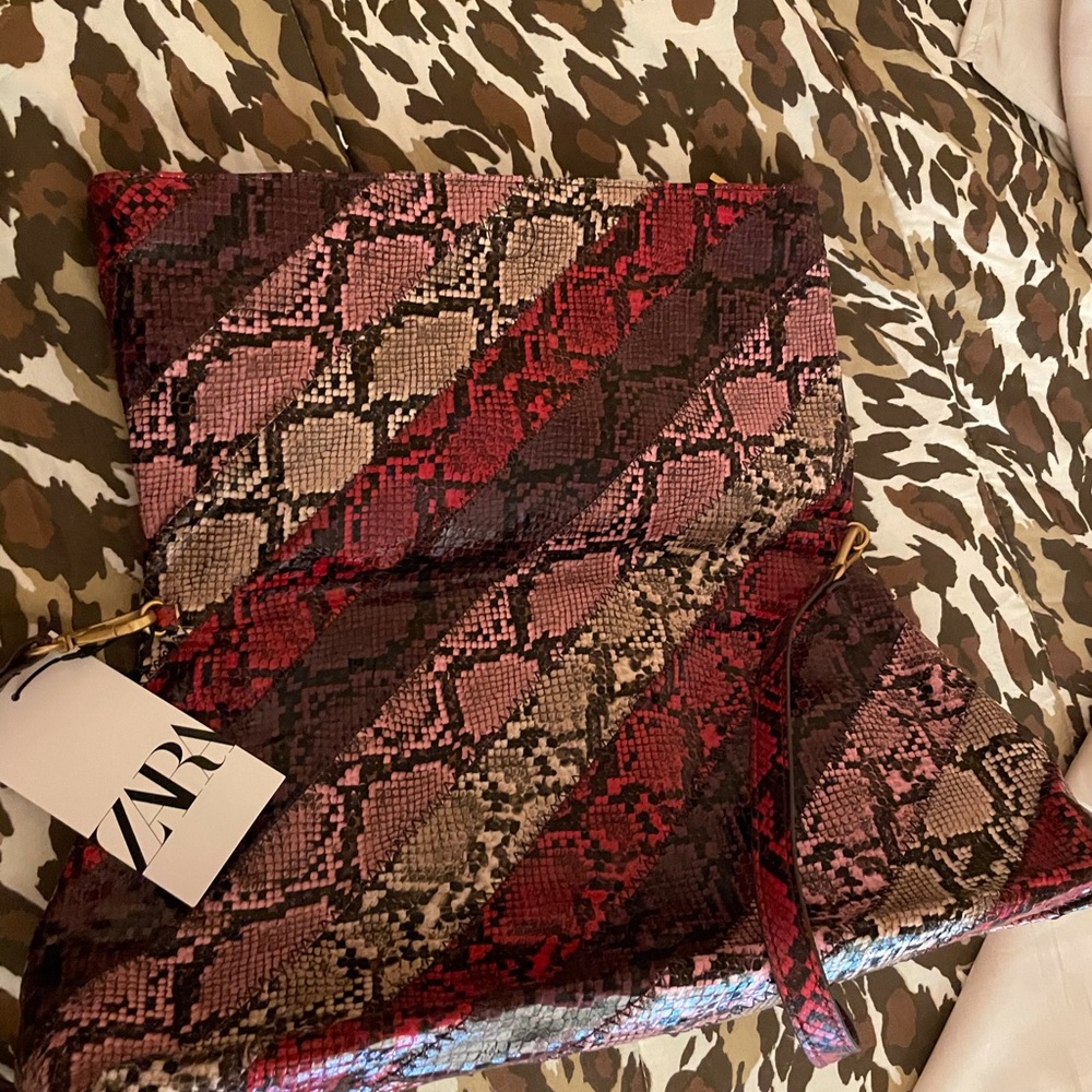 Zara snake print shoulder bag